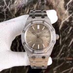 Fake Audemars Piguet Royal Oak Diamond Watches Stainless Steel Gray Face